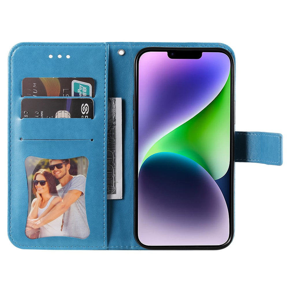 For iPhone 15 Plus Case Floral Pattern PU Leather Wallet Stand Phone Cover