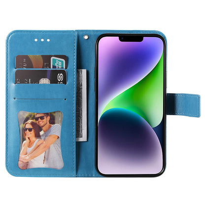 For iPhone 15 Plus Case Floral Pattern PU Leather Wallet Stand Phone Cover