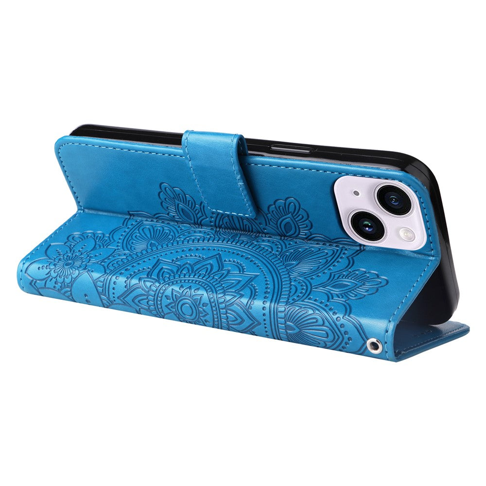 For iPhone 15 Plus Case Floral Pattern PU Leather Wallet Stand Phone Cover