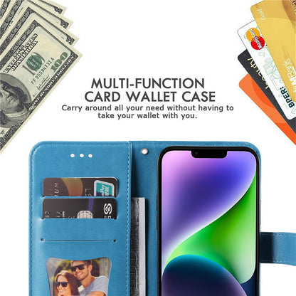 For iPhone 15 Plus Case Floral Pattern PU Leather Wallet Stand Phone Cover