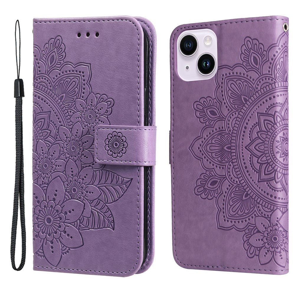 For iPhone 15 Plus Case Floral Pattern PU Leather Wallet Stand Phone Cover