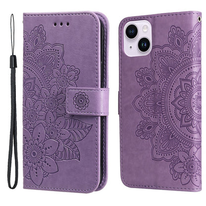 For iPhone 15 Plus Case Floral Pattern PU Leather Wallet Stand Phone Cover