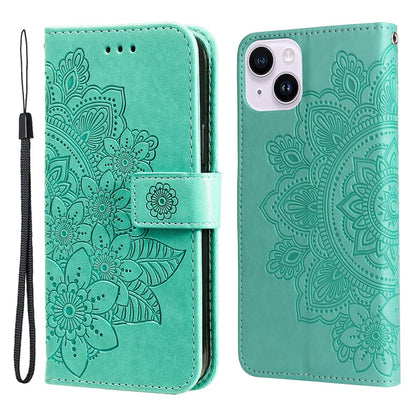 For iPhone 15 Plus Case Floral Pattern PU Leather Wallet Stand Phone Cover