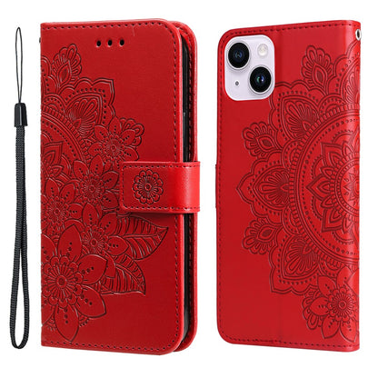 For iPhone 15 Plus Case Floral Pattern PU Leather Wallet Stand Phone Cover