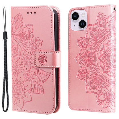 For iPhone 15 Plus Case Floral Pattern PU Leather Wallet Stand Phone Cover