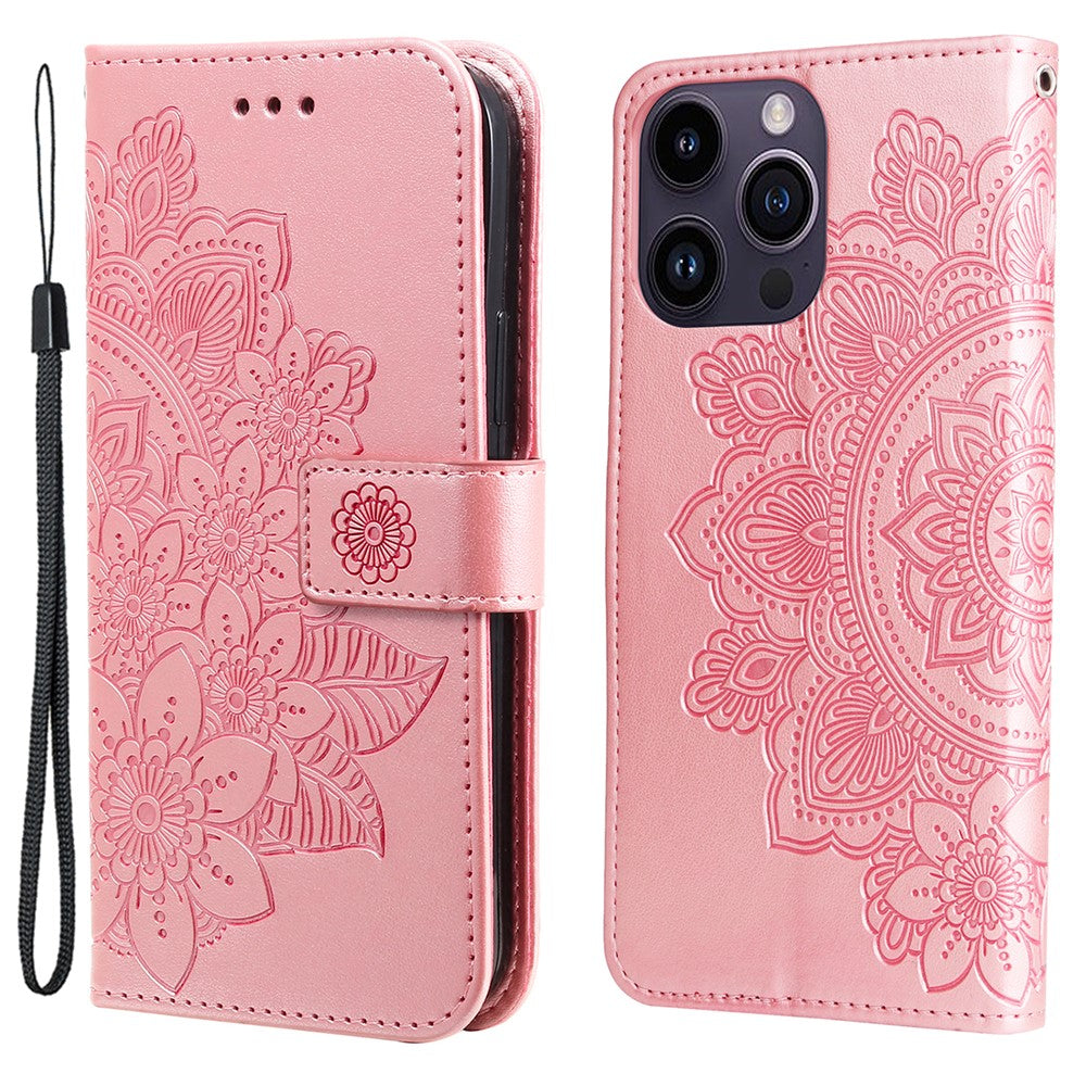 For iPhone 15 Pro Max Case Floral Pattern PU Leather Wallet Stand Phone Cover
