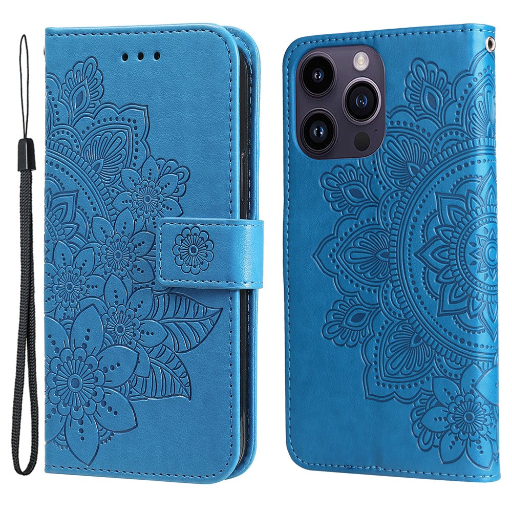 For iPhone 15 Pro Max Case Floral Pattern PU Leather Wallet Stand Phone Cover