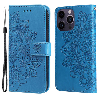 For iPhone 15 Pro Max Case Floral Pattern PU Leather Wallet Stand Phone Cover