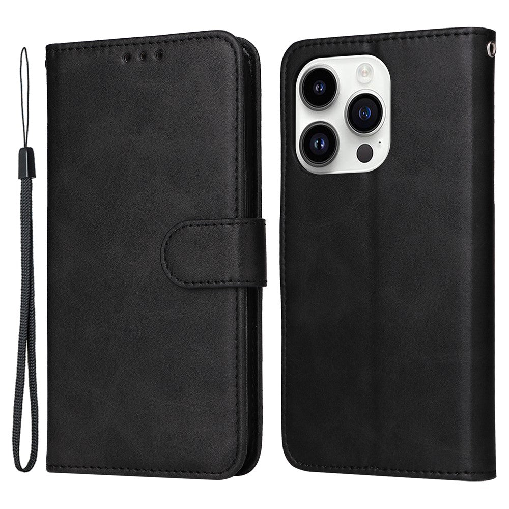 For iPhone 15 Pro Max Shockproof  Calf Texture Flip Shell PU Leather Wallet Phone Case Stand Cover