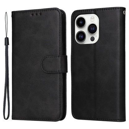 For iPhone 15 Pro Max Shockproof  Calf Texture Flip Shell PU Leather Wallet Phone Case Stand Cover