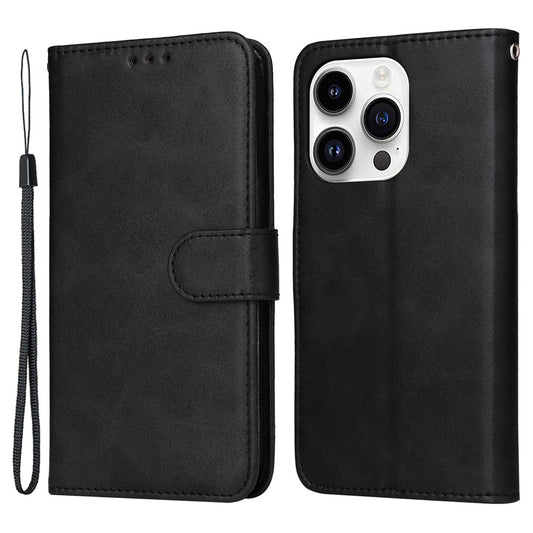 For iPhone 15 Pro Max Shockproof  Calf Texture Flip Shell PU Leather Wallet Phone Case Stand Cover