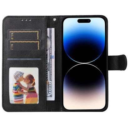 For iPhone 15 Pro Max Shockproof  Calf Texture Flip Shell PU Leather Wallet Phone Case Stand Cover