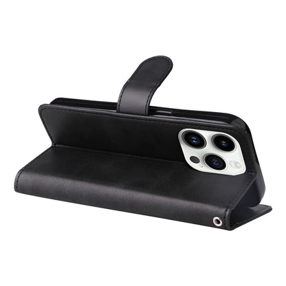For iPhone 15 Pro Max Shockproof  Calf Texture Flip Shell PU Leather Wallet Phone Case Stand Cover