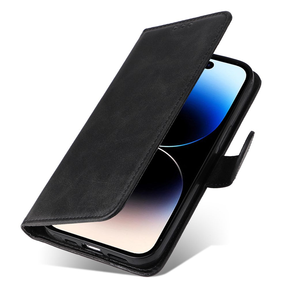For iPhone 15 Pro Max Shockproof  Calf Texture Flip Shell PU Leather Wallet Phone Case Stand Cover