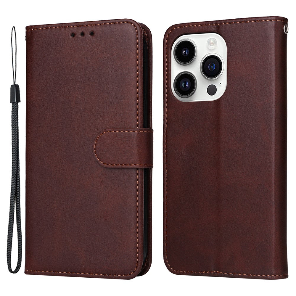 For iPhone 15 Pro Max Shockproof  Calf Texture Flip Shell PU Leather Wallet Phone Case Stand Cover