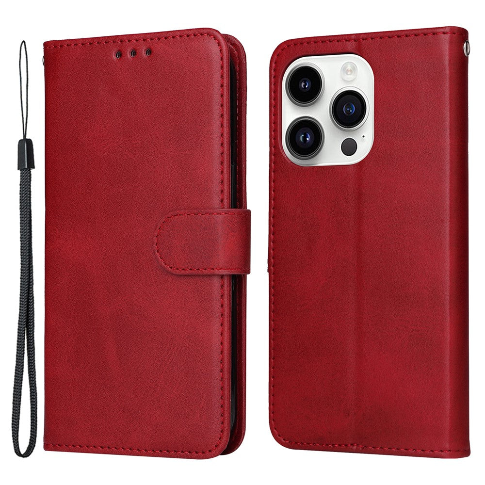 For iPhone 15 Pro Max Shockproof  Calf Texture Flip Shell PU Leather Wallet Phone Case Stand Cover