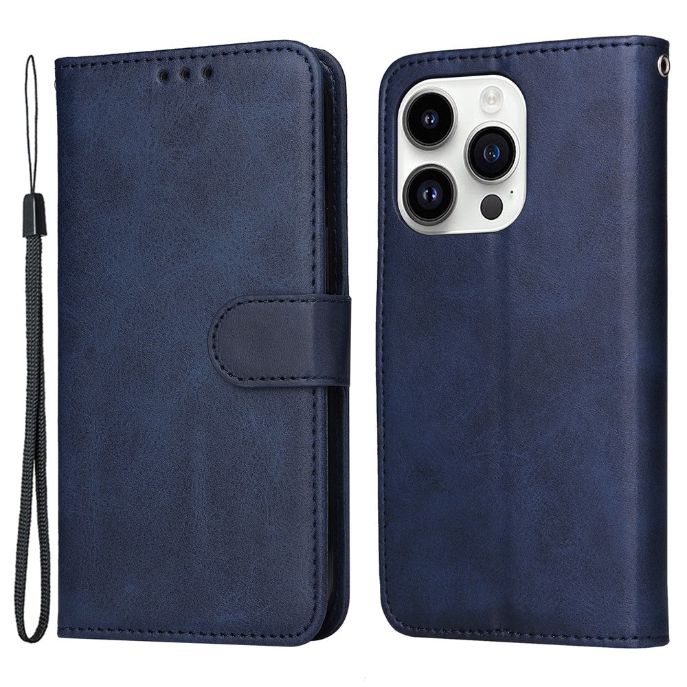 For iPhone 15 Pro Max Shockproof  Calf Texture Flip Shell PU Leather Wallet Phone Case Stand Cover