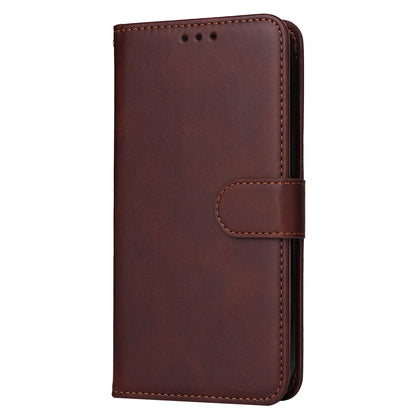 For iPhone 15 Plus Wallet Phone Case Calf Texture Anti-Scratch PU Leather Smartphone Shell Flip Stand Cover