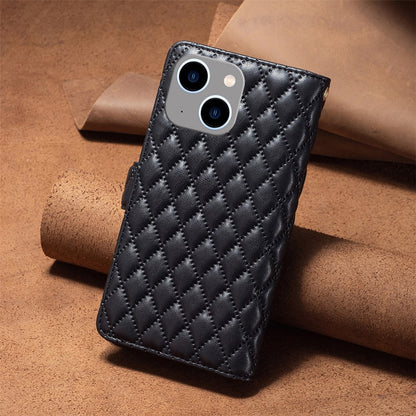 BINFEN COLOR BF Style-15 For iPhone 15 Wallet Phone Stand Shell Flip Case Zipper Pocket Leather Cover