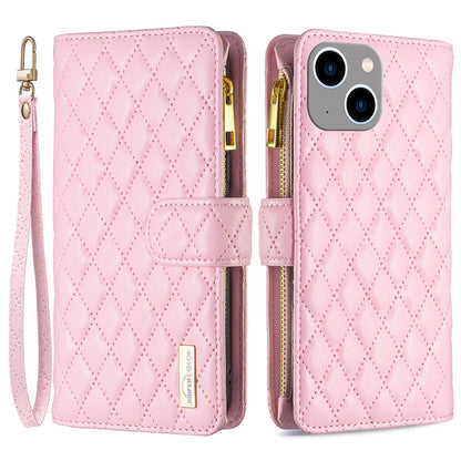 BINFEN COLOR BF Style-15 For iPhone 15 Wallet Phone Stand Shell Flip Case Zipper Pocket Leather Cover