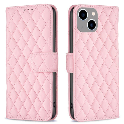 BINFEN COLOR BF Style-14 for iPhone 15 Anti-Scratch Cell Phone Shell Imprinted Stand Leather Wallet Smartphone Cover