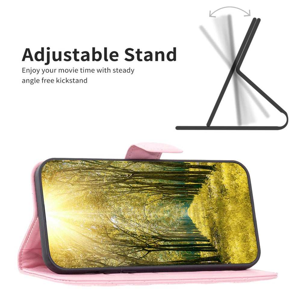BINFEN COLOR BF Style-14 for iPhone 15 Anti-Scratch Cell Phone Shell Imprinted Stand Leather Wallet Smartphone Cover