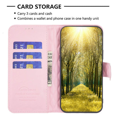 BINFEN COLOR BF Style-14 for iPhone 15 Anti-Scratch Cell Phone Shell Imprinted Stand Leather Wallet Smartphone Cover