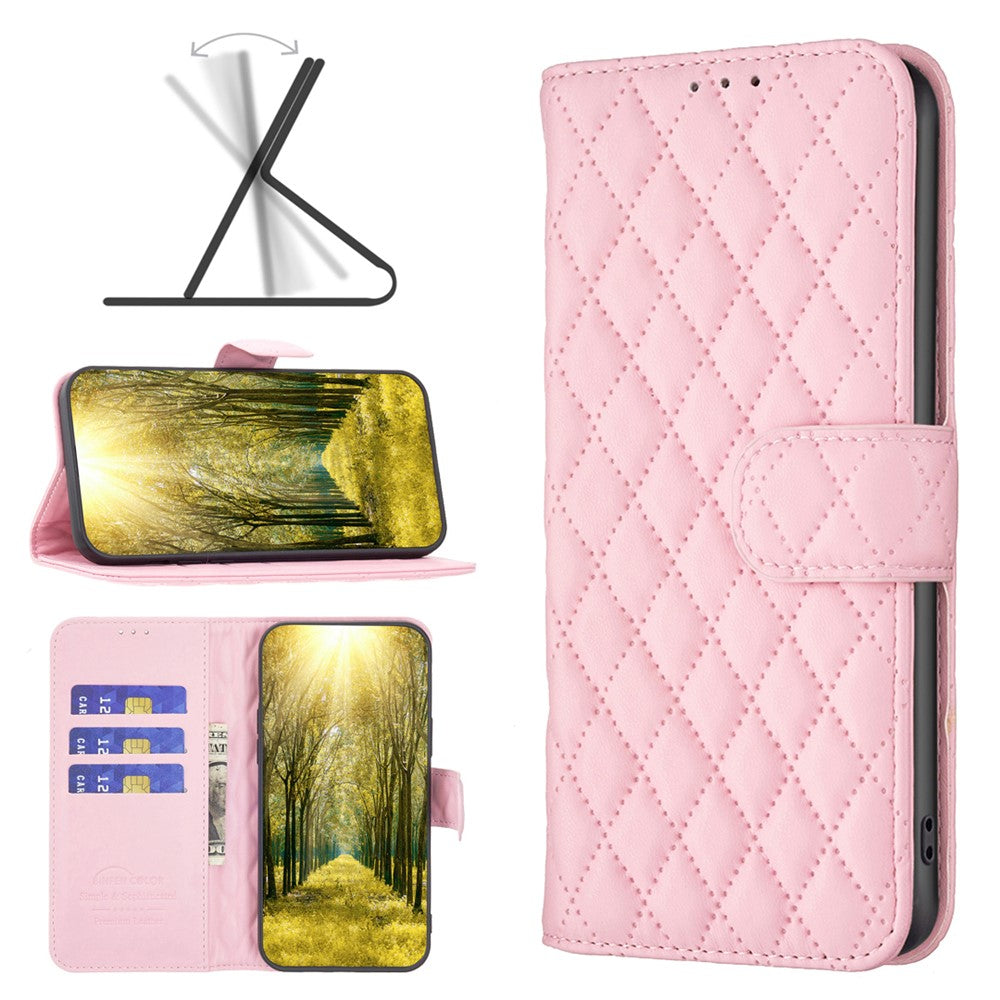 BINFEN COLOR BF Style-14 for iPhone 15 Anti-Scratch Cell Phone Shell Imprinted Stand Leather Wallet Smartphone Cover