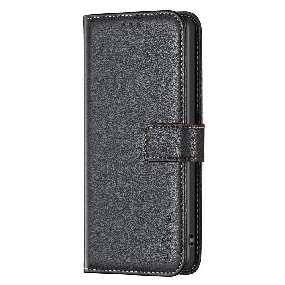 BINFEN COLOR BF17 For iPhone 15 Phone Cover Stand Design Wallet TPU+PU Leather Phone Case