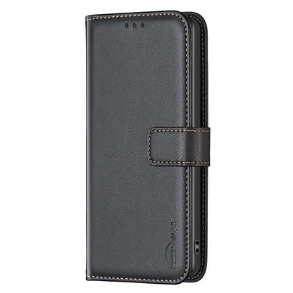BINFEN COLOR BF17 For iPhone 15 Phone Cover Stand Design Wallet TPU+PU Leather Phone Case