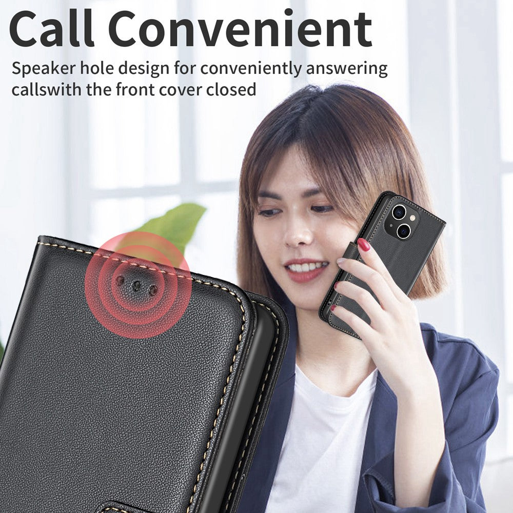 BINFEN COLOR BF17 For iPhone 15 Phone Cover Stand Design Wallet TPU+PU Leather Phone Case