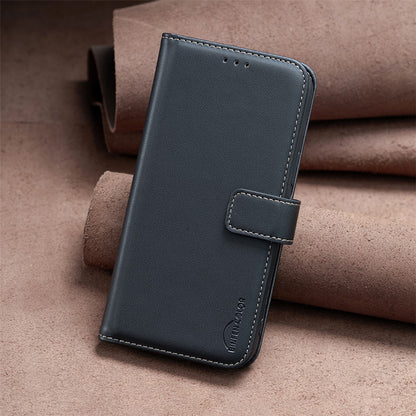 BINFEN COLOR BF17 For iPhone 15 Phone Cover Stand Design Wallet TPU+PU Leather Phone Case