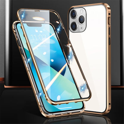 For iPhone 15 Pro Max Full Body Case Magnetic Tempered Glass Double-Sided Phone Case