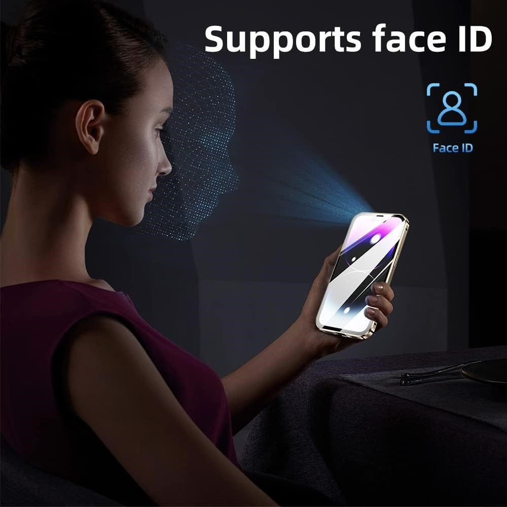 For iPhone 15 Pro Max Full Body Case Magnetic Tempered Glass Double-Sided Phone Case