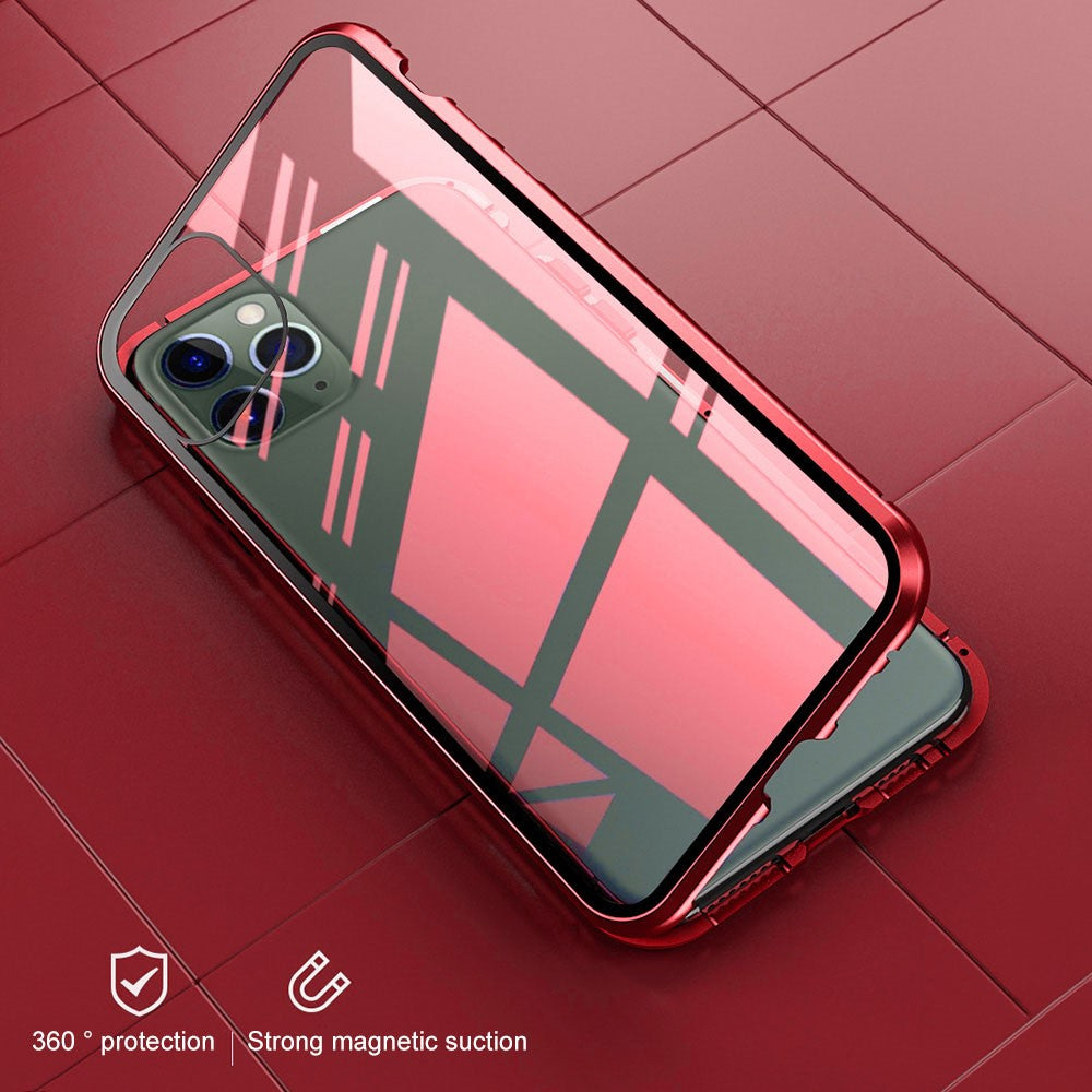 For iPhone 15 Pro Max Full Body Case Magnetic Tempered Glass Double-Sided Phone Case