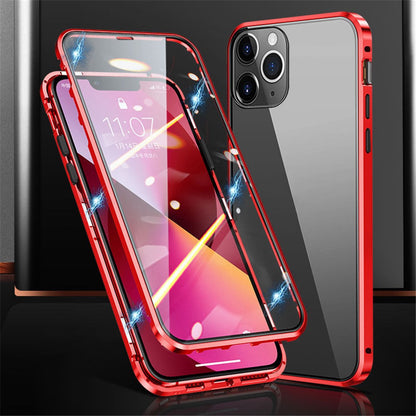 For iPhone 15 Pro Max Full Body Case Magnetic Tempered Glass Double-Sided Phone Case