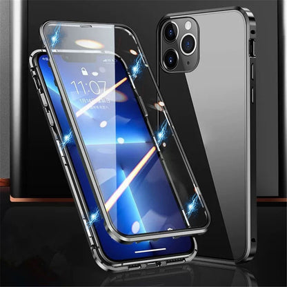 For iPhone 15 Pro Max Full Body Case Magnetic Tempered Glass Double-Sided Phone Case