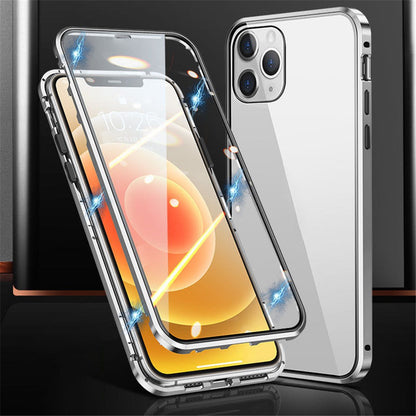 For iPhone 15 Pro Max Full Body Case Magnetic Tempered Glass Double-Sided Phone Case