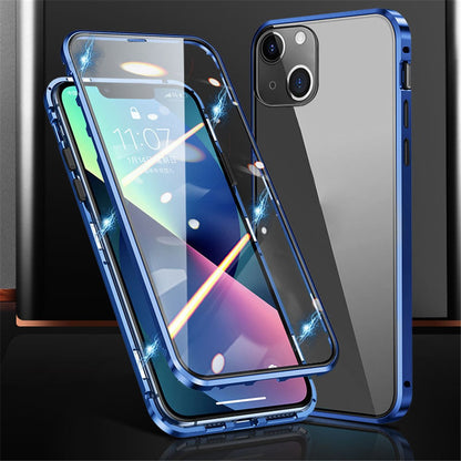 Phone Case for iPhone 15 Plus Full Body Case Magnetic Tempered Glass Double-Sided Phone Case