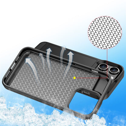 For iPhone 15 Pro Sliding Card Holder Cover Anti-drop PC+TPU Phone Case