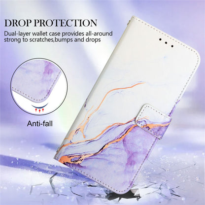 For iPhone 15 Pro Case with Strap Marble Pattern Leather Phone Cover Card Holder