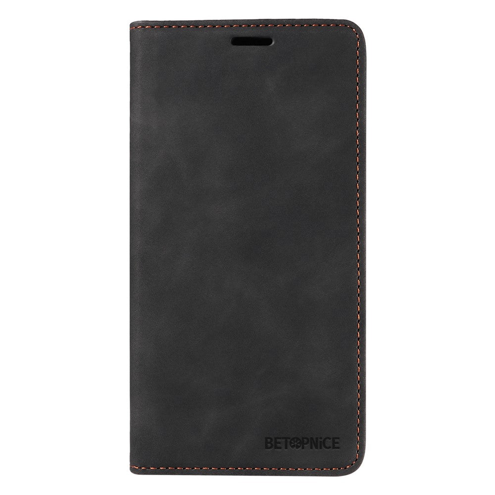 BETOPNICE 003 For iPhone 15 Plus PU Leather Stand Cover Anti-Scratch Wallet Phone Case with RFID Blocking Function