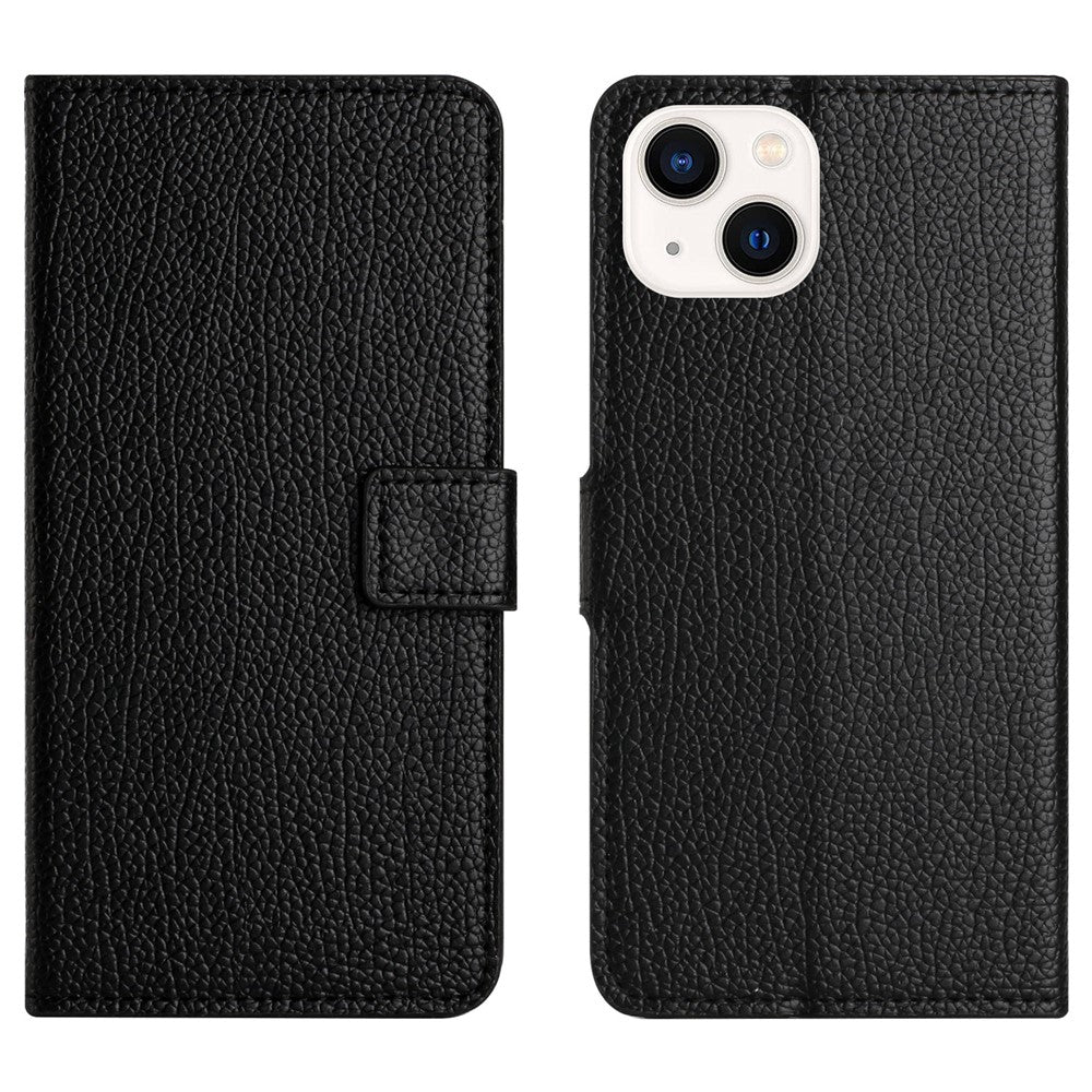 Litchi Texture Phone Wallet Case for iPhone 15 Plus ,  PU Leather Full Protection Stand Cover