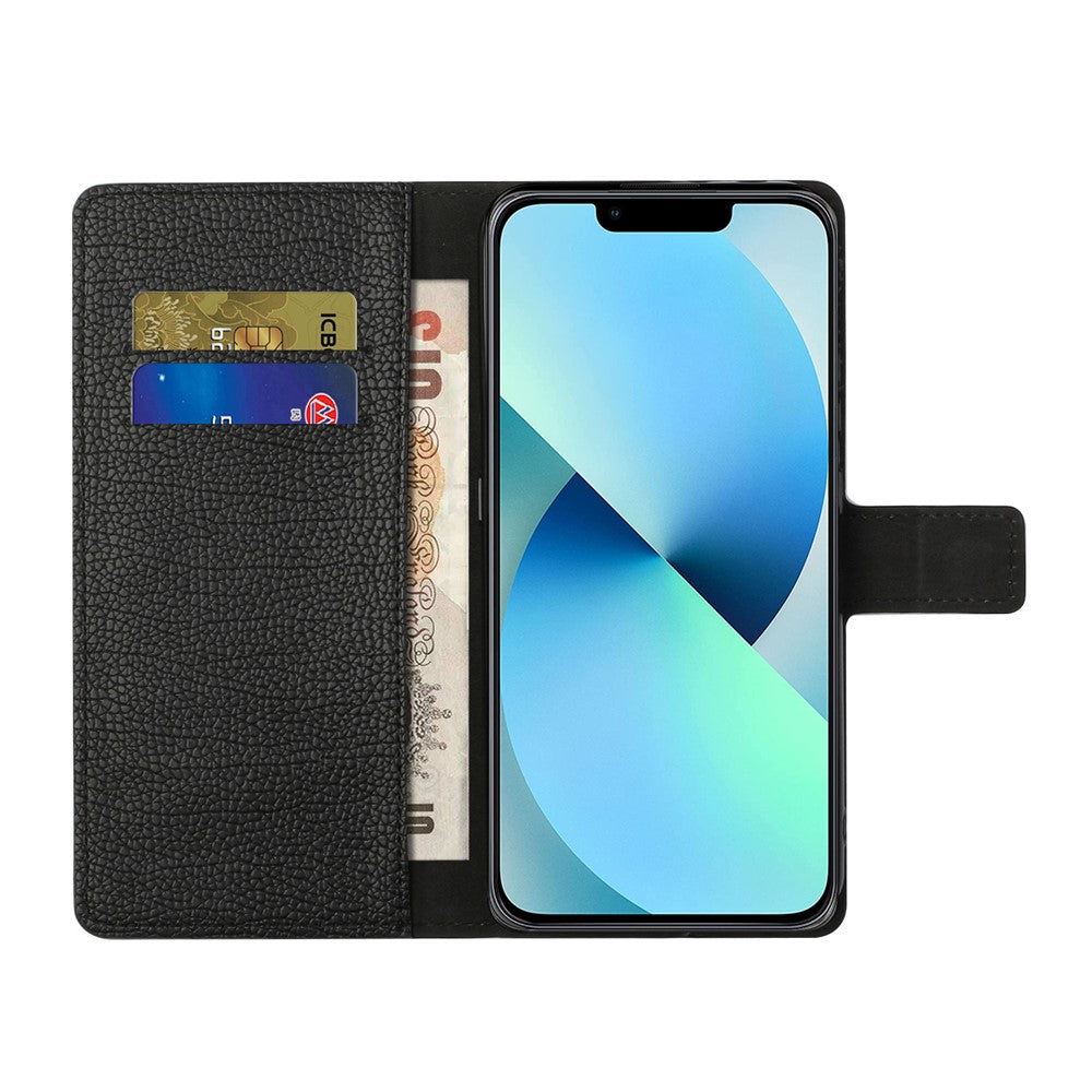 Litchi Texture Phone Wallet Case for iPhone 15 Plus ,  PU Leather Full Protection Stand Cover