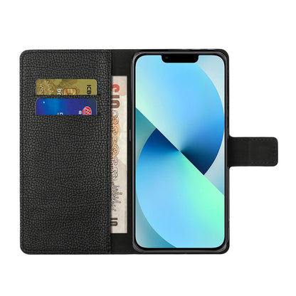 Litchi Texture Phone Wallet Case for iPhone 15 Plus ,  PU Leather Full Protection Stand Cover