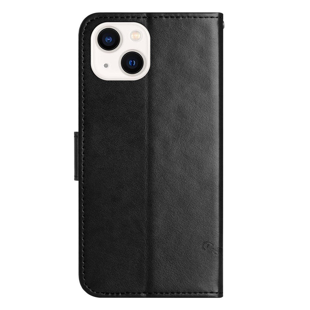 PU Leather Wallet Phone Case for iPhone 15 , Butterfly Flower Imprinted Stand Smartphone Cover