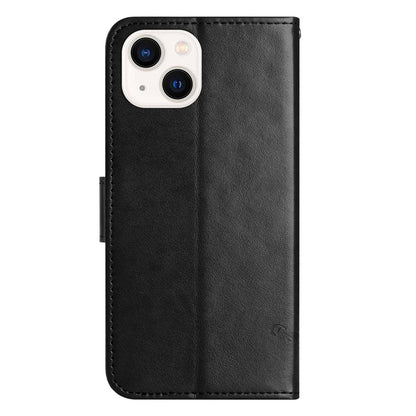 PU Leather Wallet Phone Case for iPhone 15 , Butterfly Flower Imprinted Stand Smartphone Cover