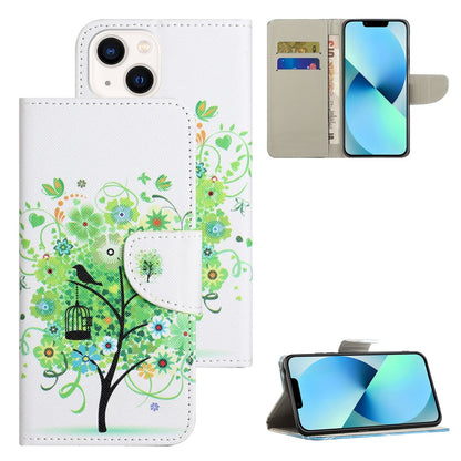 For iPhone 15 Plus PU Leather Wallet Case Pattern Printing Stand Phone Cover