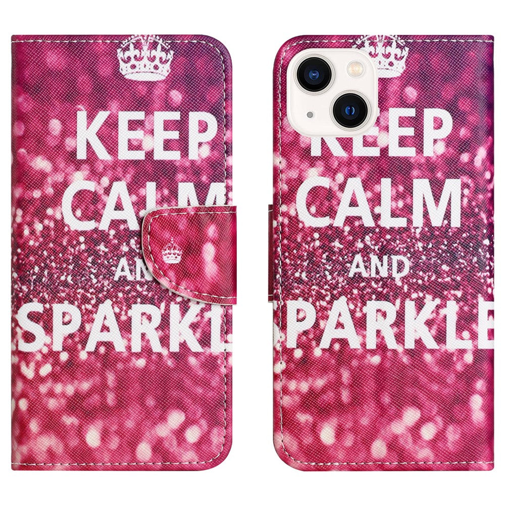 For iPhone 15 Plus PU Leather Wallet Case Pattern Printing Stand Phone Cover