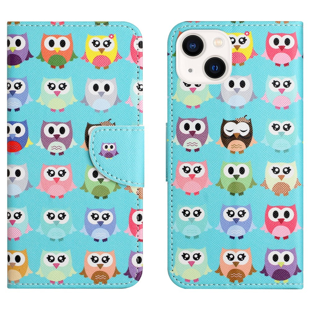 For iPhone 15 Plus PU Leather Wallet Case Pattern Printing Stand Phone Cover